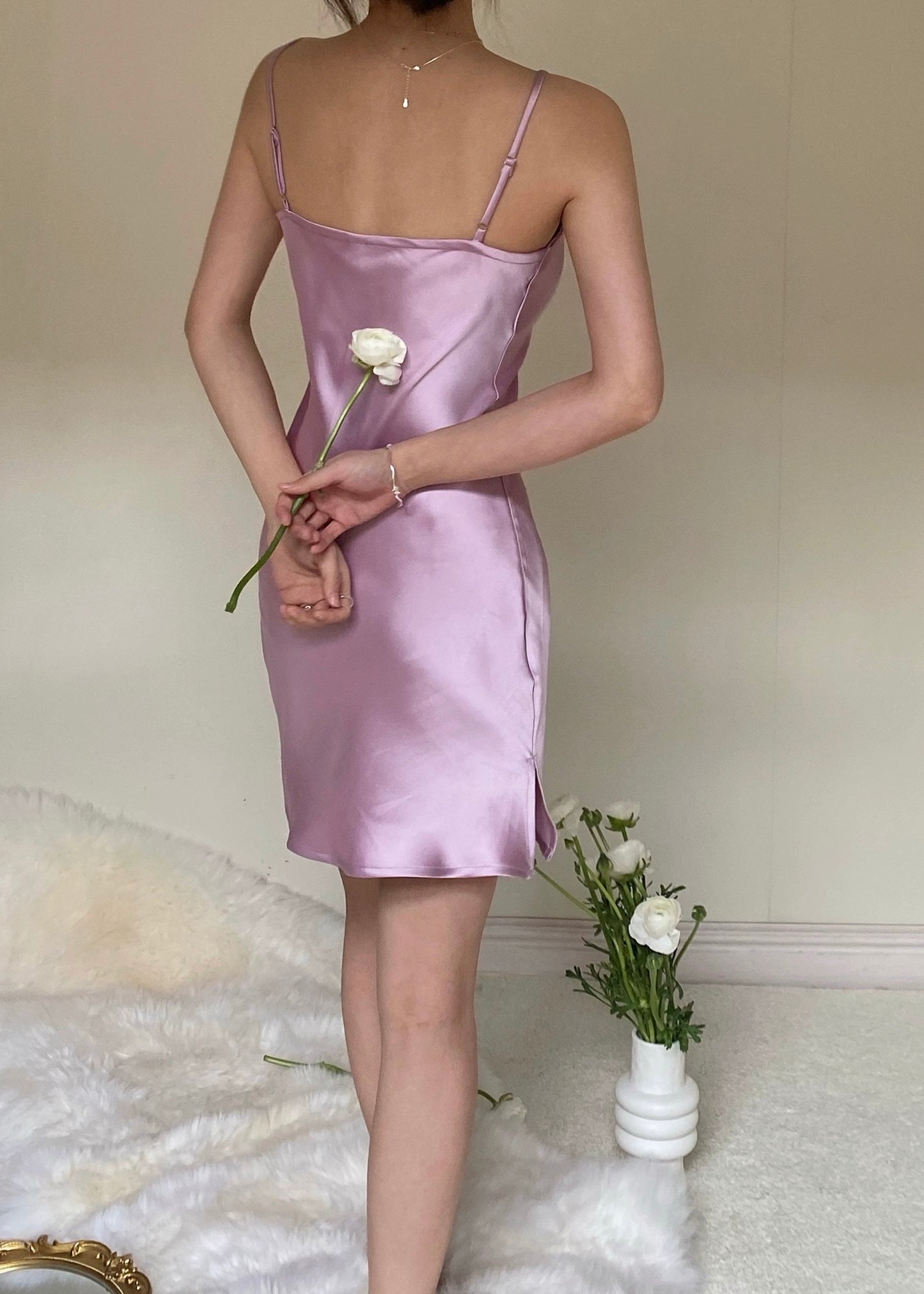 Mini Fallon Cowl Slip Dress - Ivory