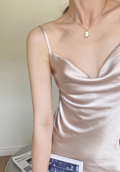 Mini Fallon Cowl Slip Dress - Champagne