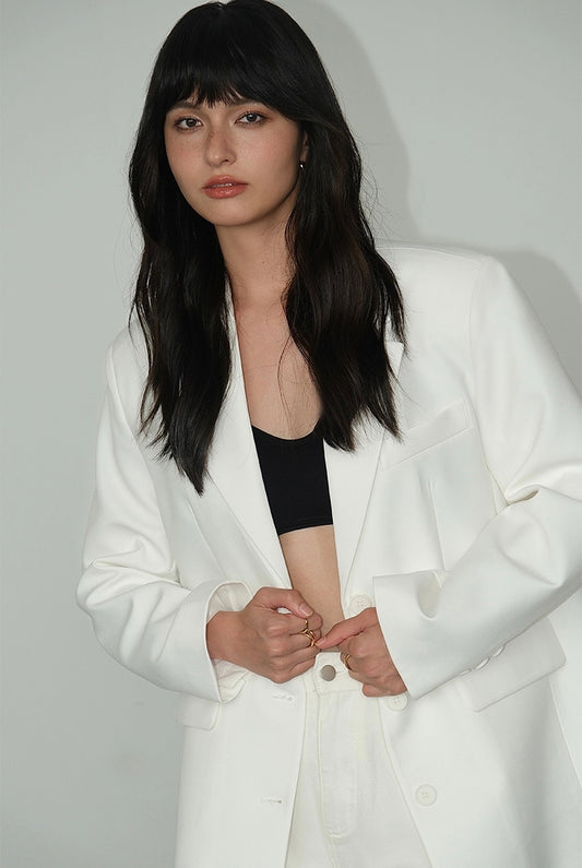 Norhan Sleek White/ Black Blazer