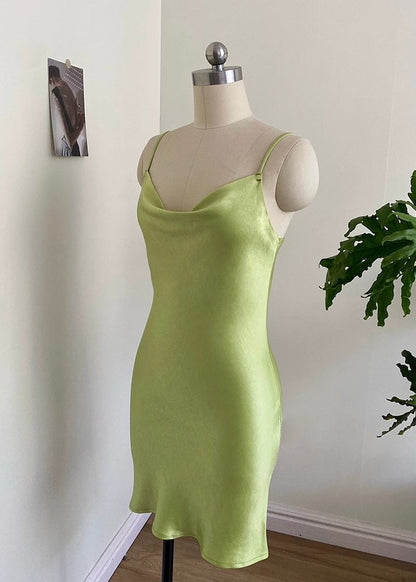 Mini Fallon Cowl Slip Dress - Lime