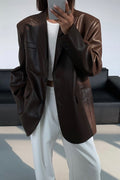 Giann Quilted Faux Leather Blazer