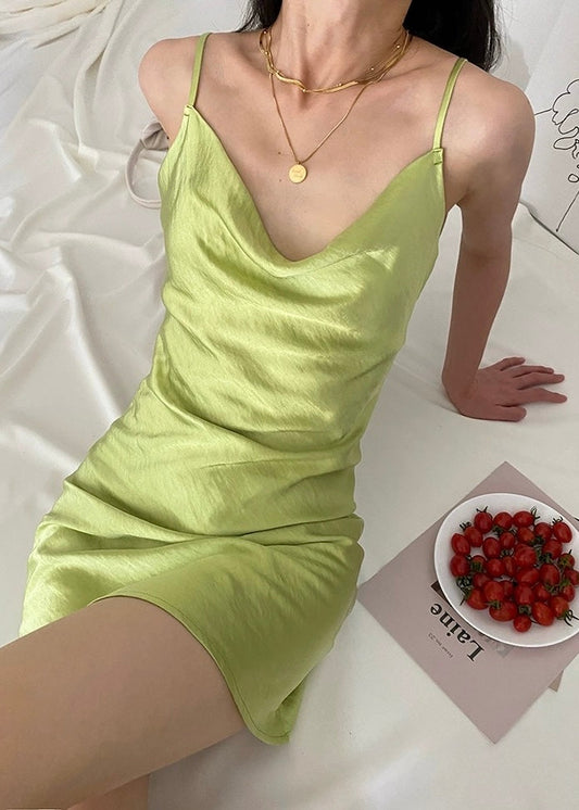 Mini Fallon Cowl Slip Dress - Lime