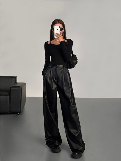 Delaney Faux Leather Flare Pants