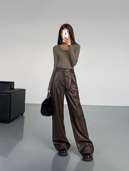 Delaney Faux Leather Flare Pants