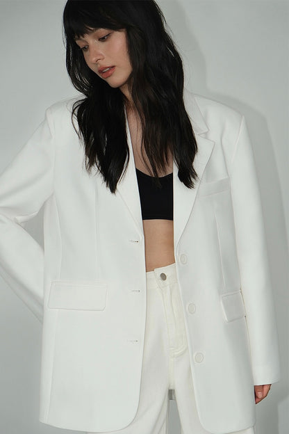 Norhan Sleek White/ Black Blazer