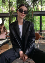 Giann Quilted Faux Leather Blazer