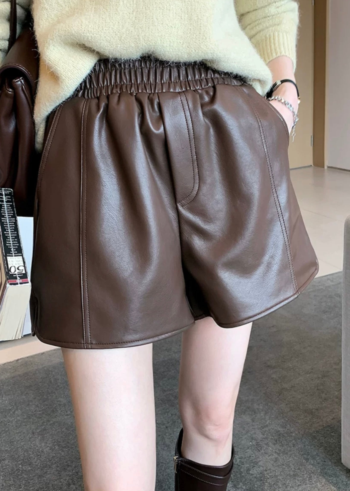 Megan Flexi Faux Leather Shorts