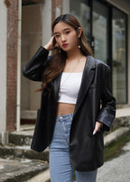 Giann Quilted Faux Leather Blazer