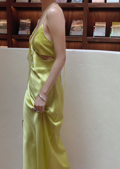 A Part Of Us Sunflower Yellow Satin Dress