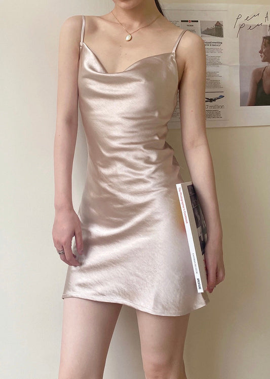 Mini Fallon Cowl Slip Dress - Champagne