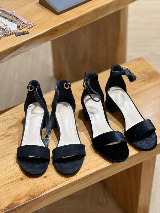 Manon Wide-feet Suede/Velvet Sandal Heels